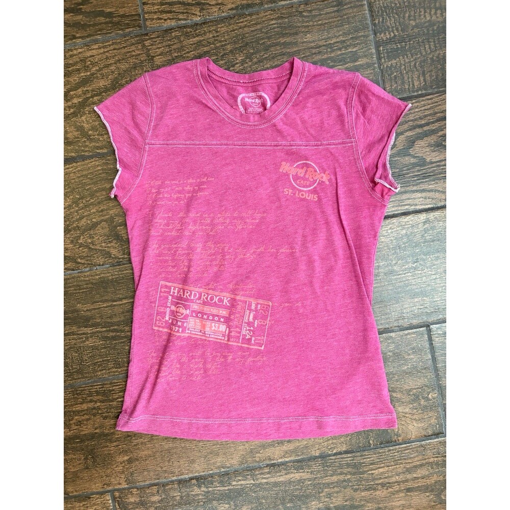Hard Rock Cafe St. Louis Pink Graphic T-Shirt Medium Y2K Retro Rocker Tee